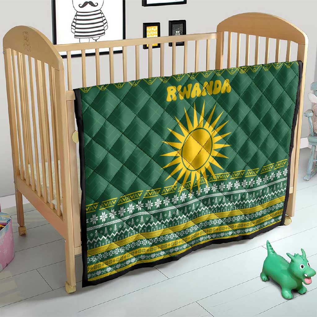 Rwanda Christmas Quilt National Emblem and Radiant Sun Motif - African Pride
