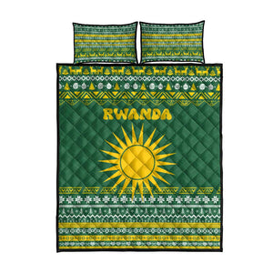 Rwanda Christmas Quilt Bed Set National Emblem and Radiant Sun Motif - African Pride