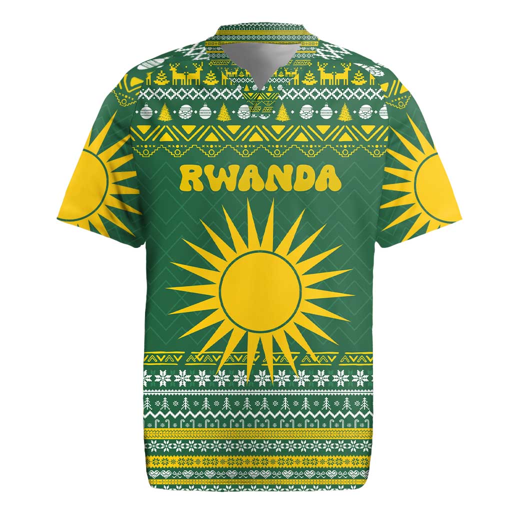 Rwanda Christmas Rugby Jersey National Emblem and Radiant Sun Motif - African Pride