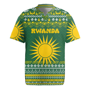 Rwanda Christmas Rugby Jersey National Emblem and Radiant Sun Motif - African Pride