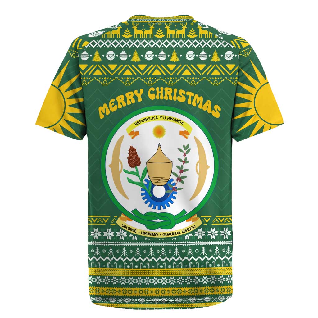 Rwanda Christmas Rugby Jersey National Emblem and Radiant Sun Motif - African Pride