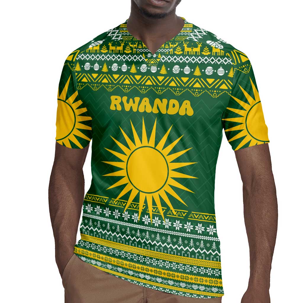 Rwanda Christmas Rugby Jersey National Emblem and Radiant Sun Motif - African Pride