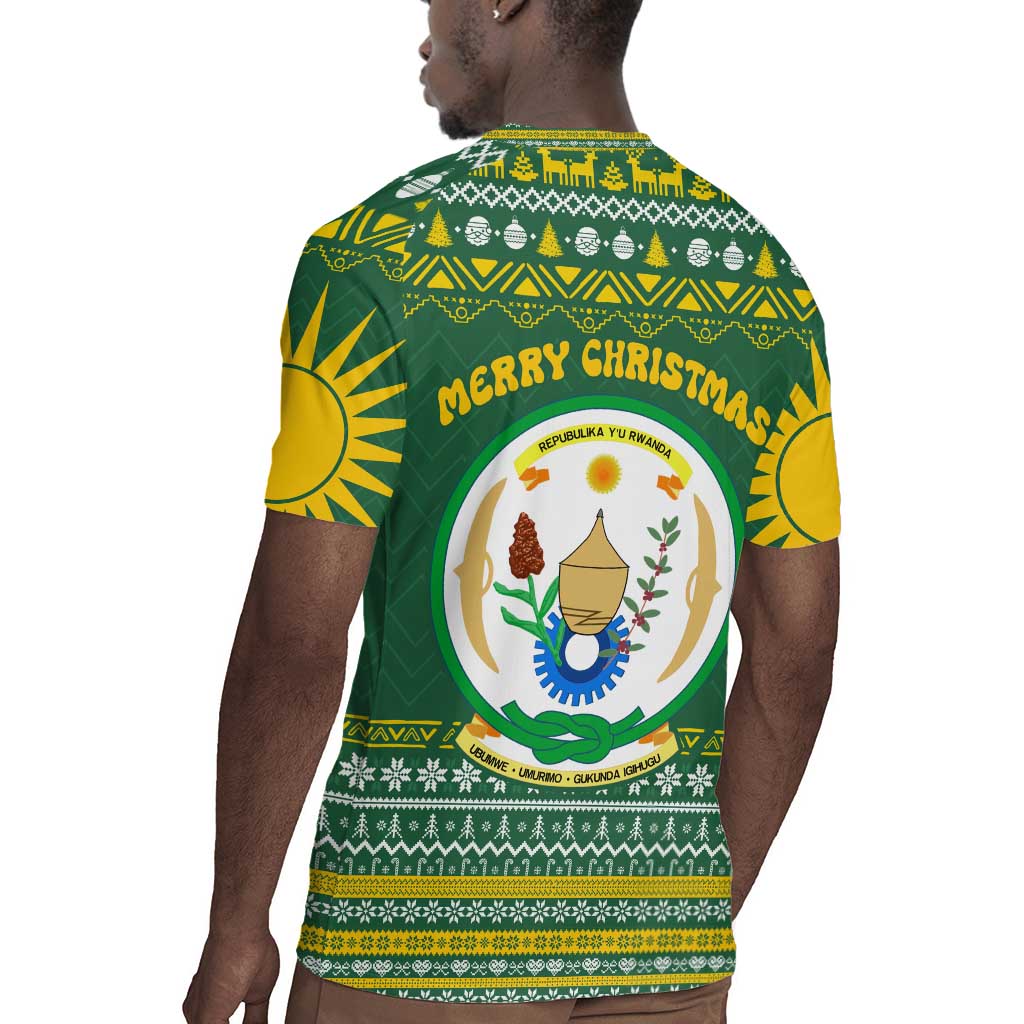 Rwanda Christmas Rugby Jersey National Emblem and Radiant Sun Motif - African Pride