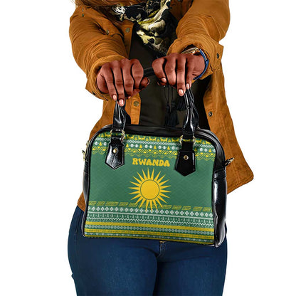 Rwanda Christmas Shoulder Handbag National Emblem and Radiant Sun Motif - African Pride