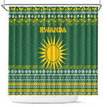 Rwanda Christmas Shower Curtain National Emblem and Radiant Sun Motif - African Pride