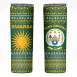 Rwanda Christmas Skinny Tumbler National Emblem and Radiant Sun Motif - African Pride