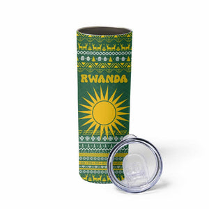 Rwanda Christmas Skinny Tumbler National Emblem and Radiant Sun Motif - African Pride
