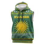 Rwanda Christmas Sleeveless Hoodie National Emblem and Radiant Sun Motif - African Pride