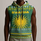 Rwanda Christmas Sleeveless Zip Hoodie National Emblem and Radiant Sun Motif - African Pride