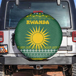 Rwanda Christmas Spare Tire Cover National Emblem and Radiant Sun Motif - African Pride