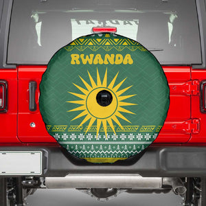 Rwanda Christmas Spare Tire Cover National Emblem and Radiant Sun Motif - African Pride