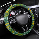 Rwanda Christmas Steering Wheel Cover National Emblem and Radiant Sun Motif - African Pride