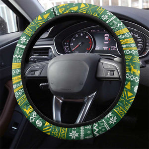 Rwanda Christmas Steering Wheel Cover National Emblem and Radiant Sun Motif - African Pride