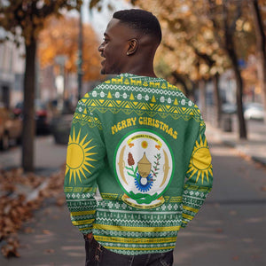 Rwanda Christmas Sweatshirt National Emblem and Radiant Sun Motif - African Pride