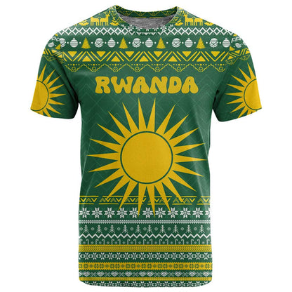 Rwanda Christmas T shirt National Emblem and Radiant Sun Motif - African Pride