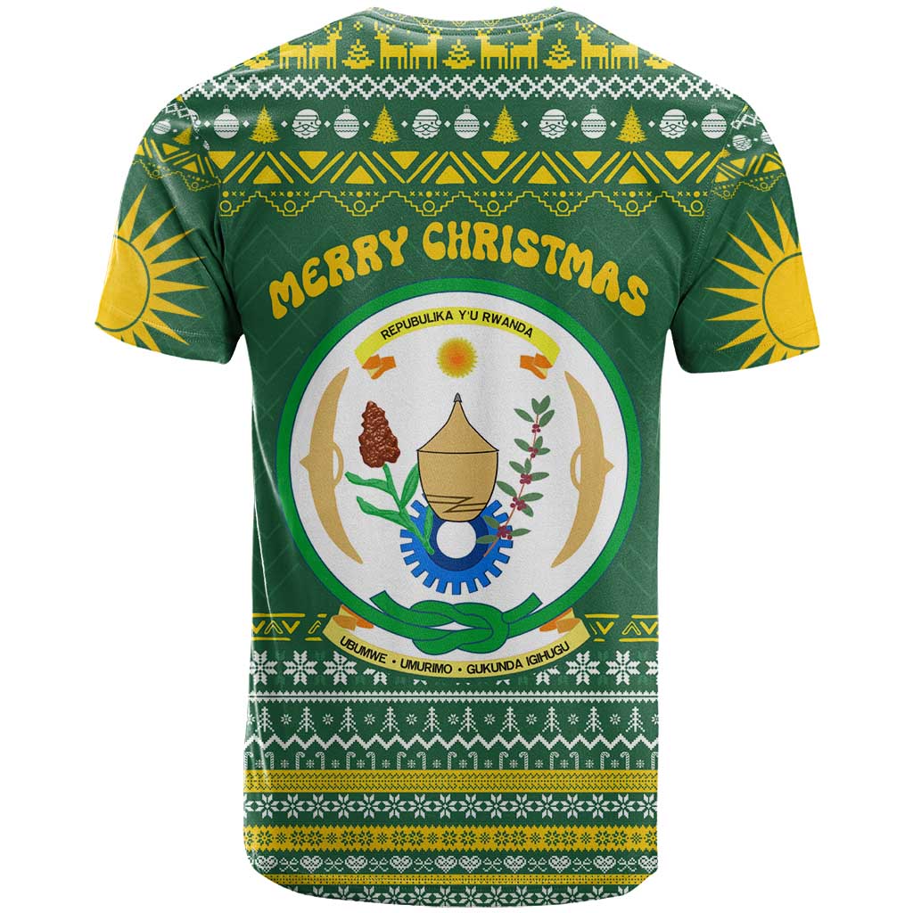 Rwanda Christmas T shirt National Emblem and Radiant Sun Motif - African Pride