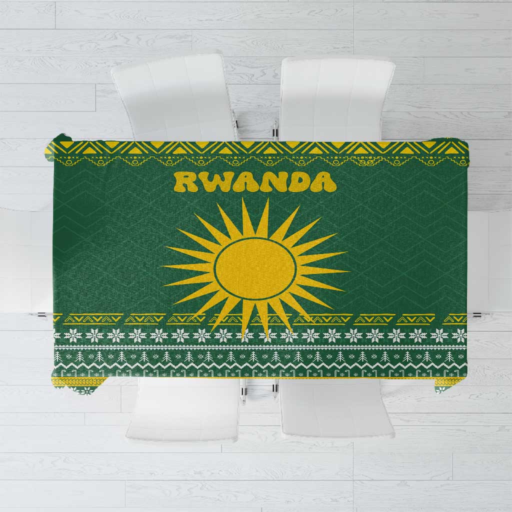 Rwanda Christmas Tablecloth National Emblem and Radiant Sun Motif - African Pride