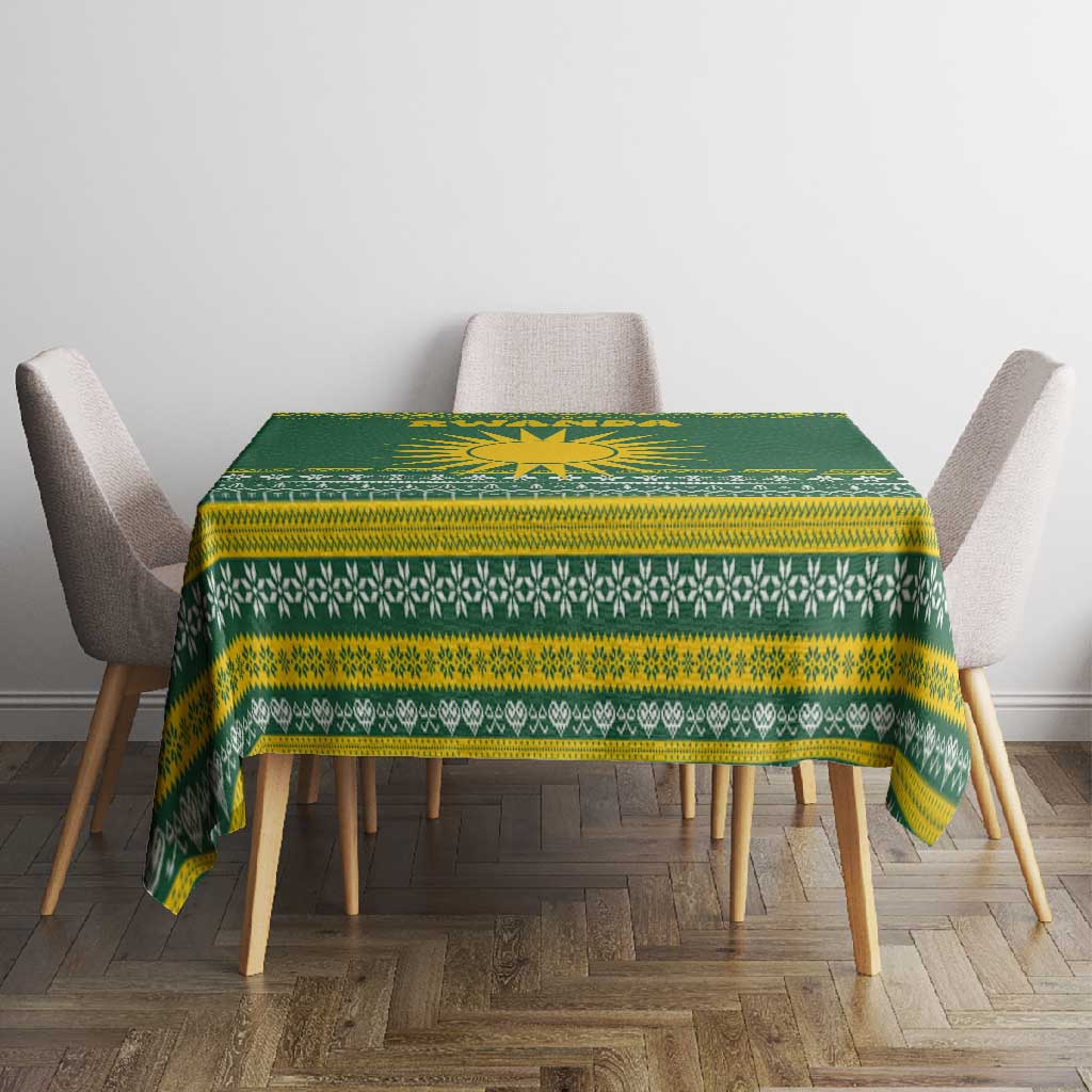 Rwanda Christmas Tablecloth National Emblem and Radiant Sun Motif - African Pride
