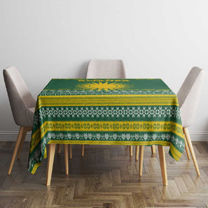 Rwanda Christmas Tablecloth National Emblem and Radiant Sun Motif - African Pride