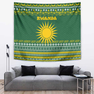 Rwanda Christmas Tapestry National Emblem and Radiant Sun Motif - African Pride