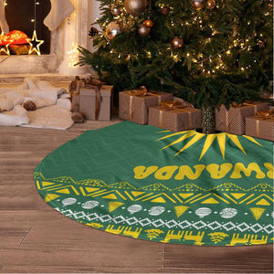 Rwanda Christmas Tree Skirt National Emblem and Radiant Sun Motif - African Pride