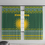 Rwanda Christmas Window Curtain National Emblem and Radiant Sun Motif - African Pride