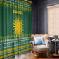 Rwanda Christmas Window Curtain National Emblem and Radiant Sun Motif - African Pride