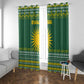 Rwanda Christmas Window Curtain National Emblem and Radiant Sun Motif - African Pride