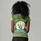 Rwanda Christmas Women V-Neck T-Shirt National Emblem and Radiant Sun Motif - African Pride