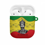 Haile Selassie I AirPods Case Ethiopia Lion of Judah and Conquering Lion Pattern Tribute - African Pride