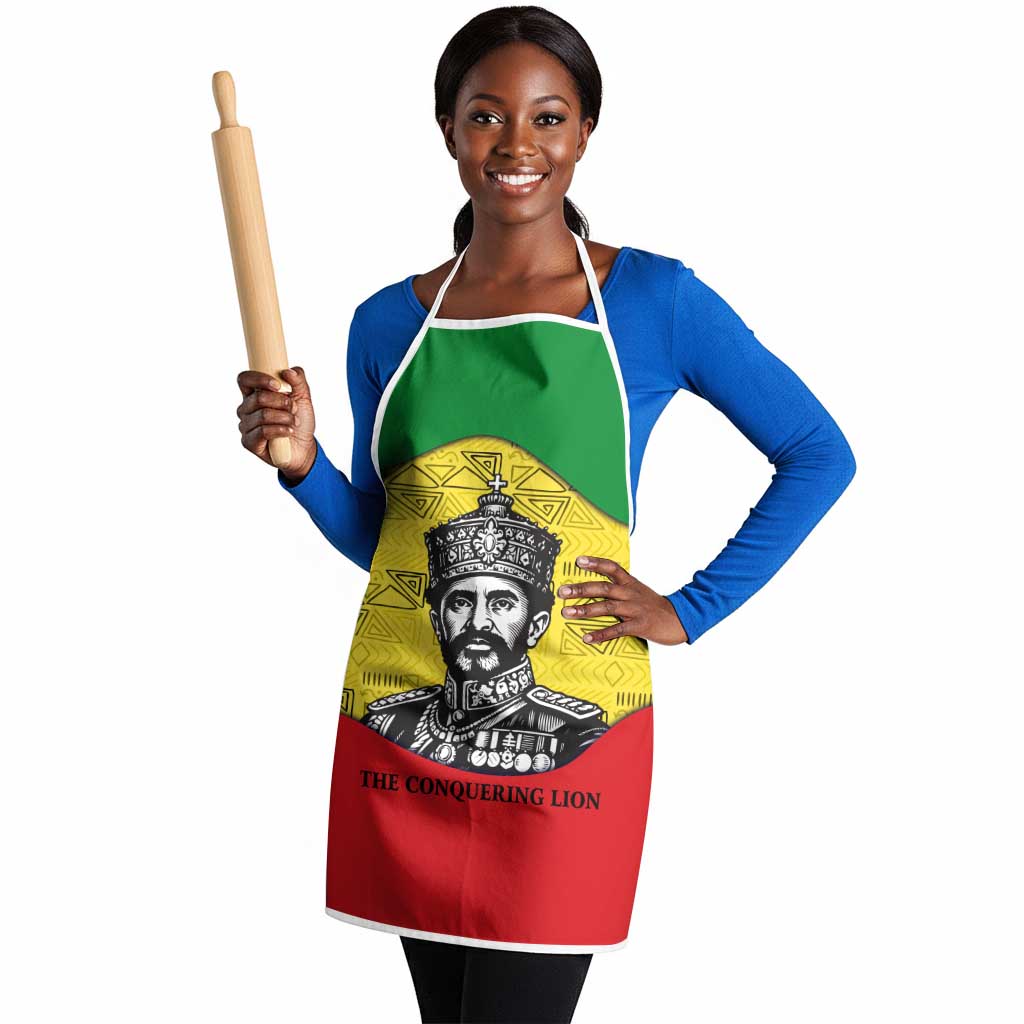 Haile Selassie I Apron Ethiopia Lion of Judah and Conquering Lion Pattern Tribute - African Pride