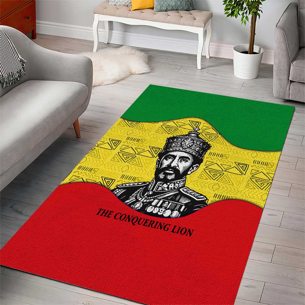 Haile Selassie I Area Rug Ethiopia Lion of Judah and Conquering Lion Pattern Tribute - African Pride