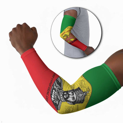 Haile Selassie I Arm Sleeves Ethiopia Lion of Judah and Conquering Lion Pattern Tribute - African Pride