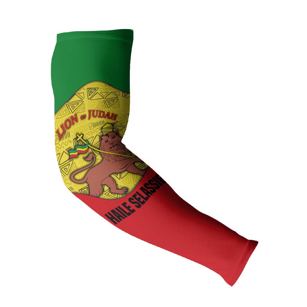 Haile Selassie I Arm Sleeves Ethiopia Lion of Judah and Conquering Lion Pattern Tribute - African Pride