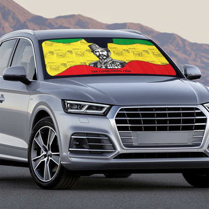 Haile Selassie I Auto Sun Shade Ethiopia Lion of Judah and Conquering Lion Pattern Tribute - African Pride