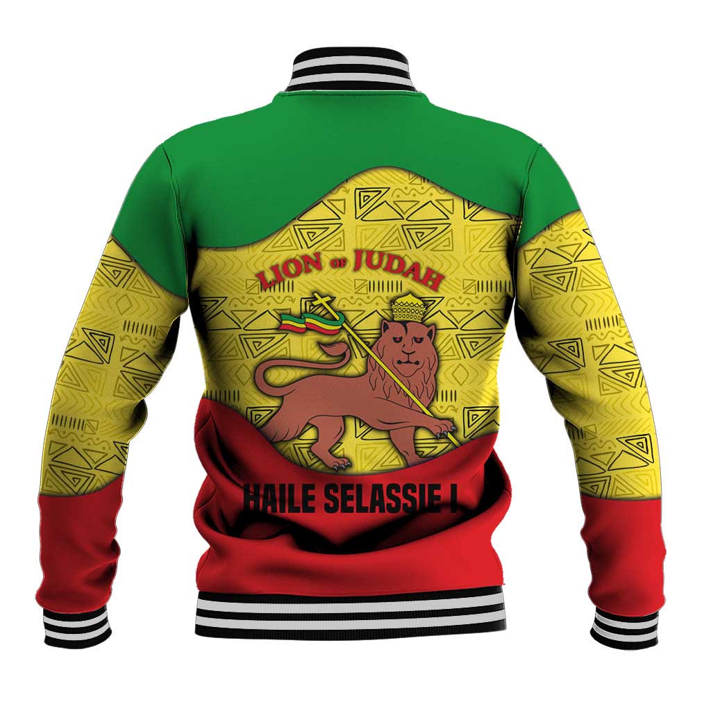 Haile Selassie I Baseball Jacket Ethiopia Lion of Judah and Conquering Lion Pattern Tribute - African Pride