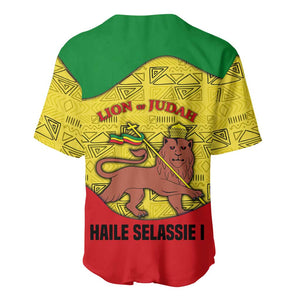 Haile Selassie I Baseball Jersey Ethiopia Lion of Judah and Conquering Lion Pattern Tribute - African Pride