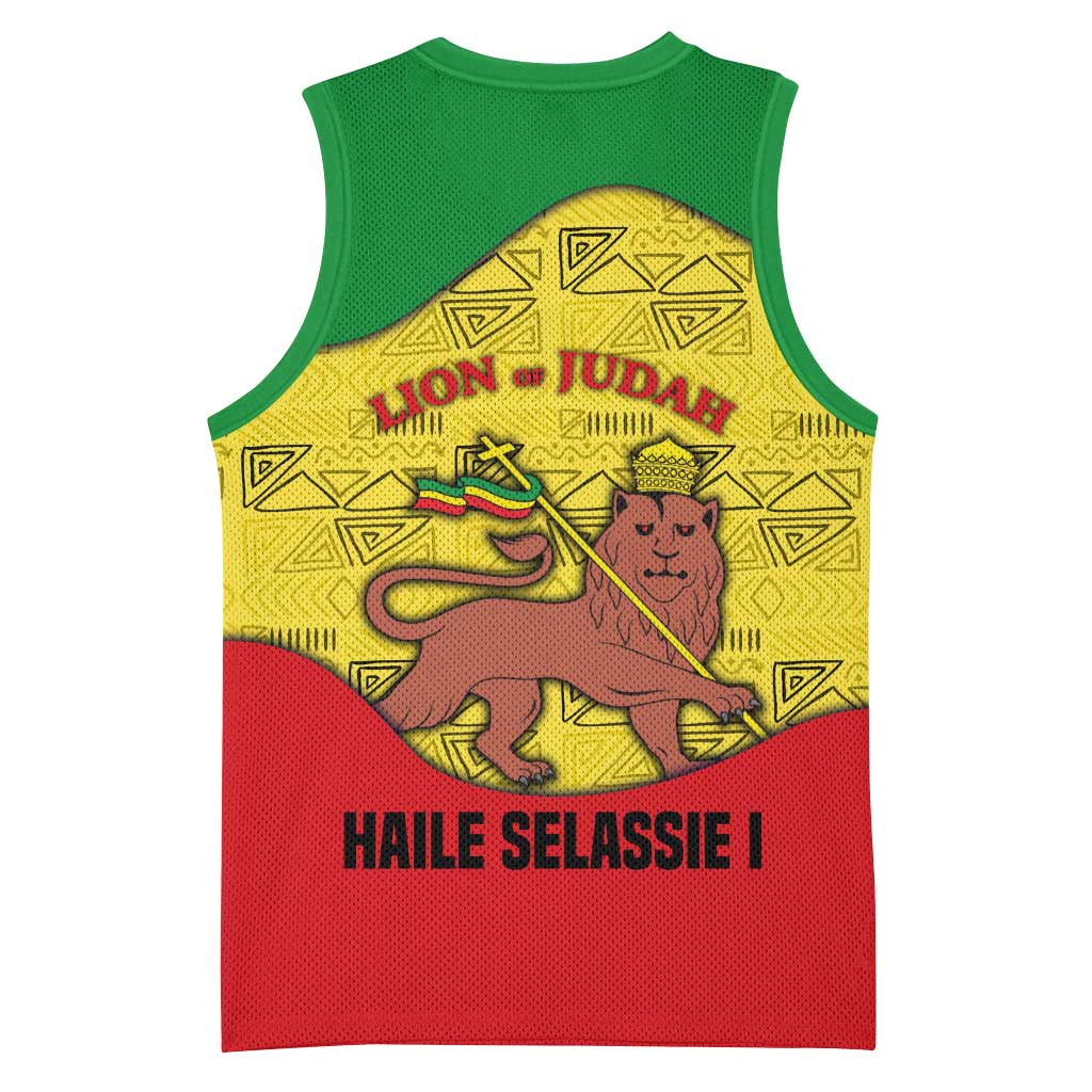 Haile Selassie I Basketball Jersey Ethiopia Lion of Judah and Conquering Lion Pattern Tribute - African Pride