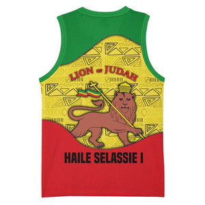 Haile Selassie I Basketball Jersey Ethiopia Lion of Judah and Conquering Lion Pattern Tribute - African Pride