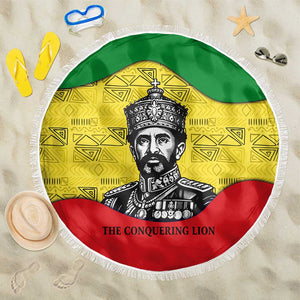 Haile Selassie I Beach Blanket Ethiopia Lion of Judah and Conquering Lion Pattern Tribute - African Pride