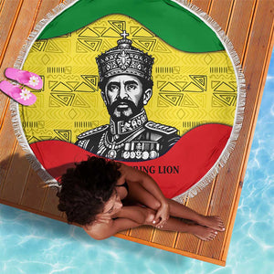 Haile Selassie I Beach Blanket Ethiopia Lion of Judah and Conquering Lion Pattern Tribute - African Pride