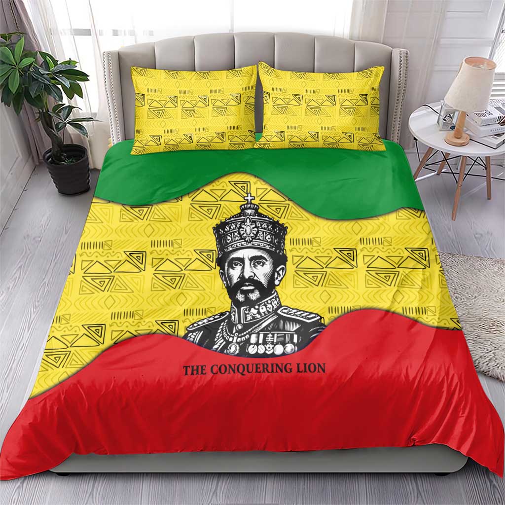 Haile Selassie I Bedding Set Ethiopia Lion of Judah and Conquering Lion Pattern Tribute - African Pride
