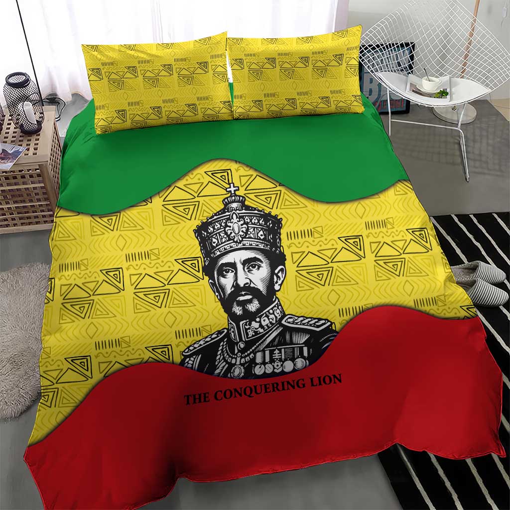 Haile Selassie I Bedding Set Ethiopia Lion of Judah and Conquering Lion Pattern Tribute - African Pride