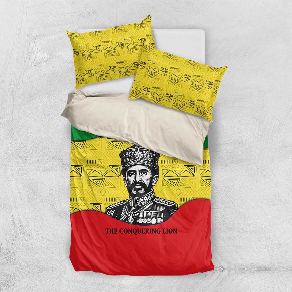 Haile Selassie I Bedding Set Ethiopia Lion of Judah and Conquering Lion Pattern Tribute - African Pride