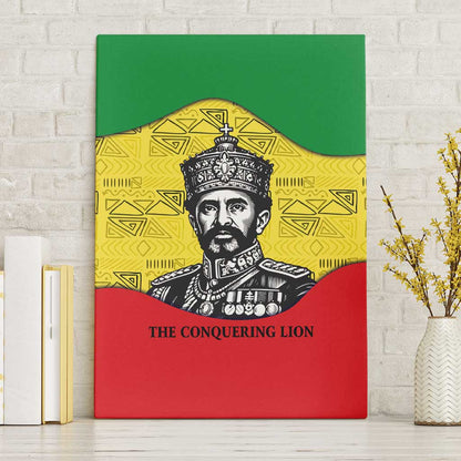 Haile Selassie I Canvas Wall Art Ethiopia Lion of Judah and Conquering Lion Pattern Tribute - African Pride