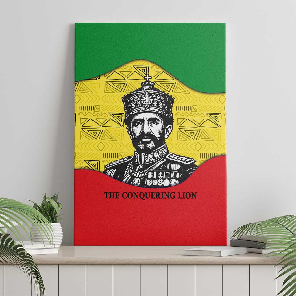 Haile Selassie I Canvas Wall Art Ethiopia Lion of Judah and Conquering Lion Pattern Tribute - African Pride