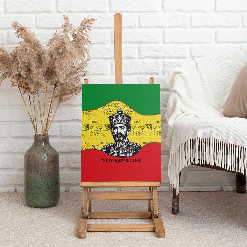 Haile Selassie I Canvas Wall Art Ethiopia Lion of Judah and Conquering Lion Pattern Tribute - African Pride