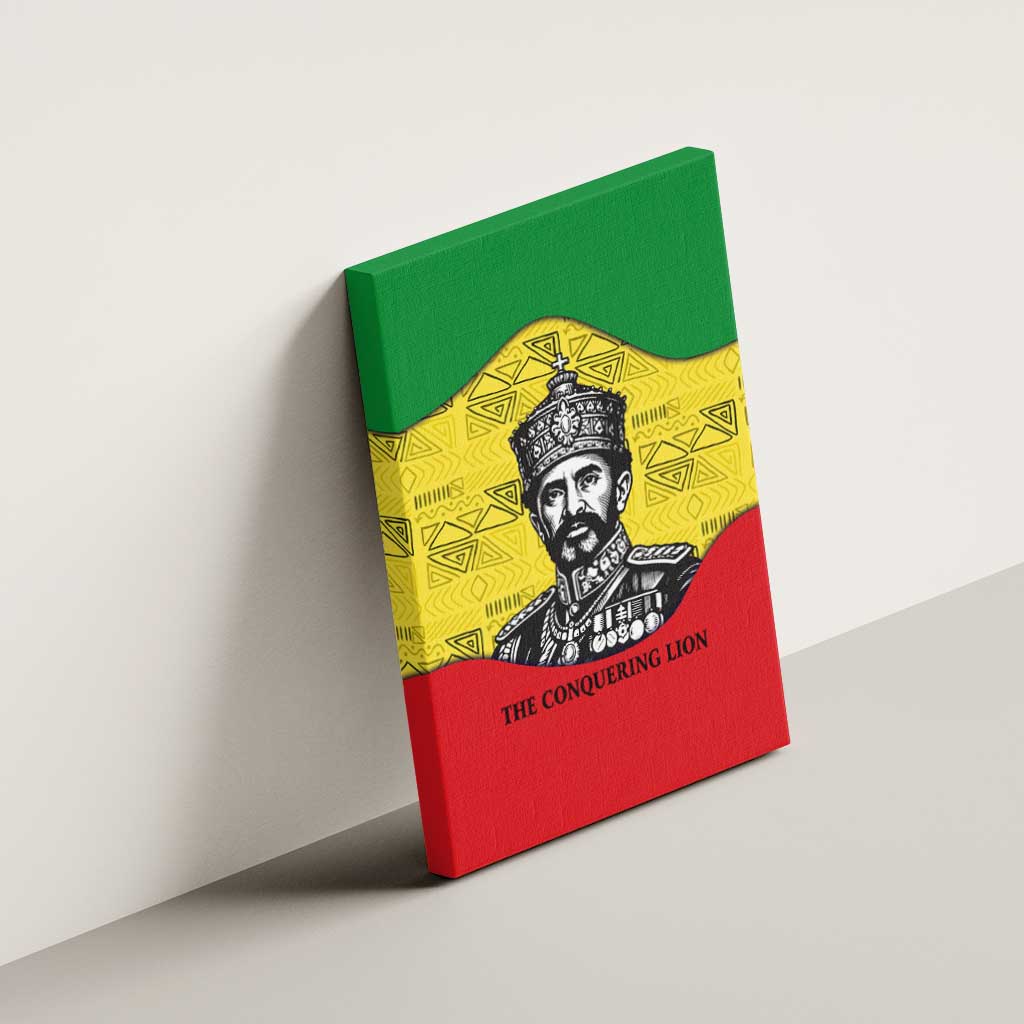 Haile Selassie I Canvas Wall Art Ethiopia Lion of Judah and Conquering Lion Pattern Tribute - African Pride