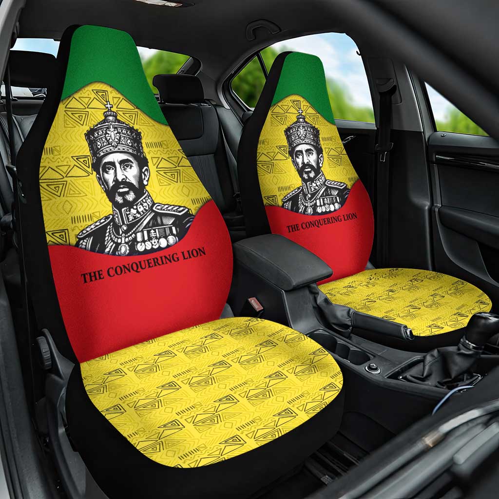 Haile Selassie I Car Seat Cover Ethiopia Lion of Judah and Conquering Lion Pattern Tribute - African Pride