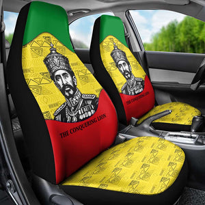 Haile Selassie I Car Seat Cover Ethiopia Lion of Judah and Conquering Lion Pattern Tribute - African Pride